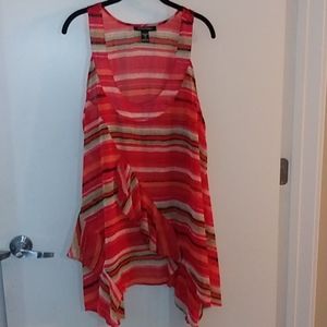 EUC Shark bite sheer tank w/ruffles